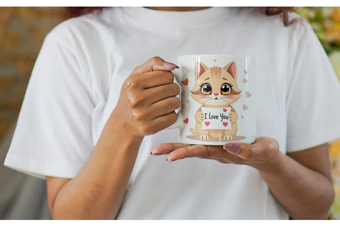 Mug Wrap Valentine Cat Cartoon Sublimation artnoy 