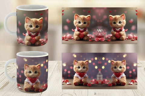 Mug Wrap Valentine Cat Sublimation artnoy 