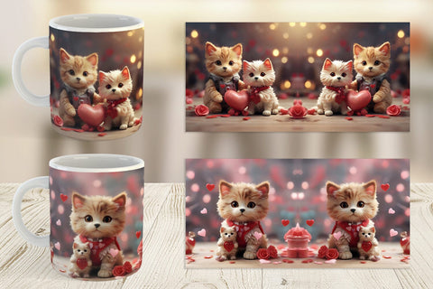 Mug Wrap Valentine Cat Sublimation artnoy 