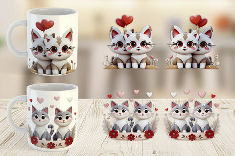 Mug Wrap Valentine Cat Sublimation artnoy 