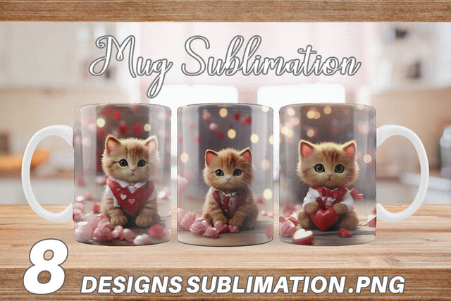 Mug Wrap Valentine Cat Sublimation artnoy 