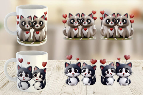 Mug Wrap Valentine Cat Sublimation artnoy 