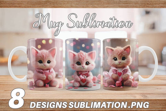 Mug Wrap Valentine Cat Sublimation artnoy 