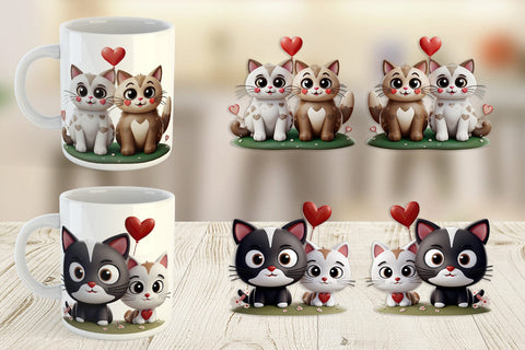 Mug Wrap Valentine Cat Sublimation artnoy 