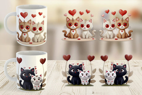 Mug Wrap Valentine Cat Sublimation artnoy 