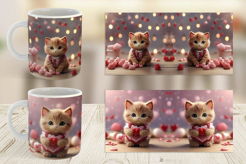 Mug Wrap Valentine Cat Sublimation artnoy 