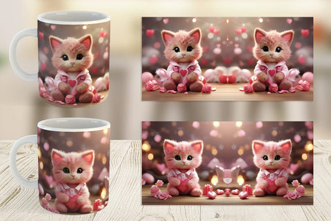 Mug Wrap Valentine Cat Sublimation artnoy 
