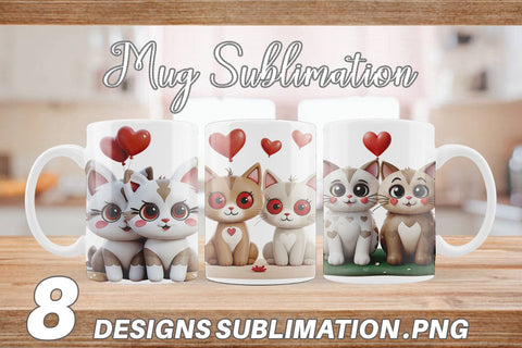 Mug Wrap Valentine Cat Sublimation artnoy 