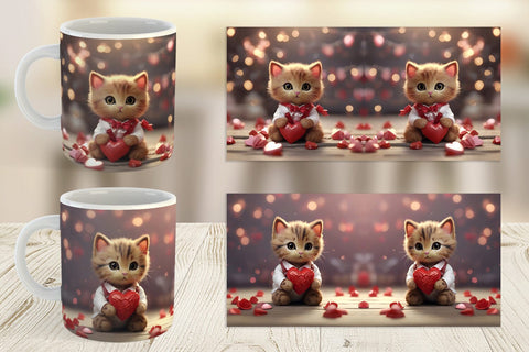 Mug Wrap Valentine Cat Sublimation artnoy 