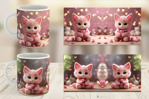 Mug Wrap Valentine Cat Sublimation artnoy 