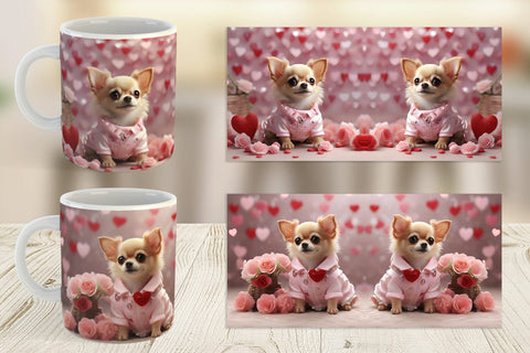 Mug Wrap Valentine Chihuahua Dog Sublimation artnoy 