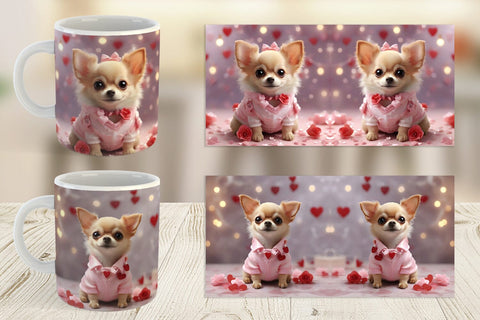 Mug Wrap Valentine Chihuahua Dog Sublimation artnoy 