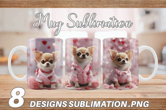 Mug Wrap Valentine Chihuahua Dog Sublimation artnoy 