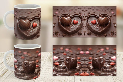 Mug Wrap Valentine Chocolate Heart Sublimation artnoy 