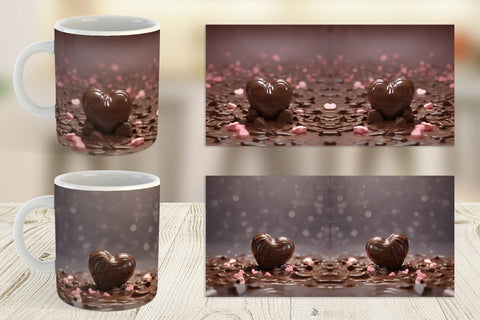 Mug Wrap Valentine Chocolate Heart Sublimation artnoy 