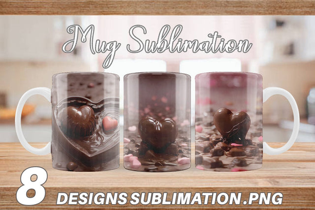Mug Wrap Valentine Chocolate Heart Sublimation artnoy 