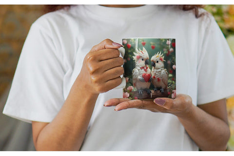 Mug Wrap Valentine Cockatoo Bird Sublimation artnoy 