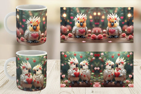 Mug Wrap Valentine Cockatoo Bird Sublimation artnoy 