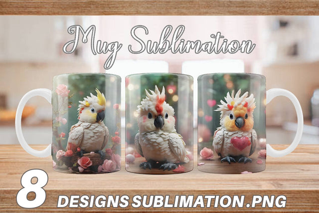 Mug Wrap Valentine Cockatoo Bird Sublimation artnoy 