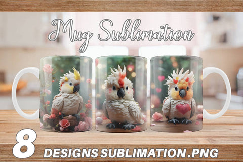 Mug Wrap Valentine Cockatoo Bird Sublimation artnoy 