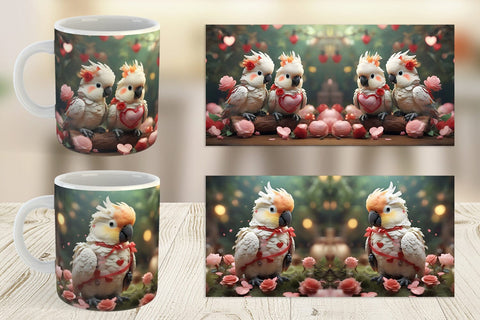 Mug Wrap Valentine Cockatoo Bird Sublimation artnoy 