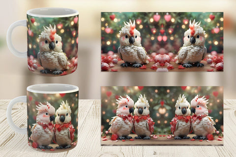 Mug Wrap Valentine Cockatoo Bird Sublimation artnoy 
