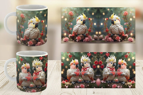 Mug Wrap Valentine Cockatoo Bird Sublimation artnoy 