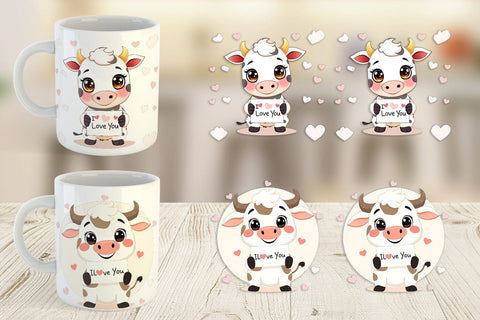 Mug Wrap Valentine Cow Cartoon Sublimation artnoy 