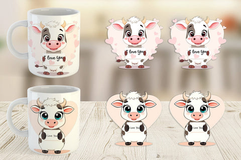 Mug Wrap Valentine Cow Cartoon Sublimation artnoy 