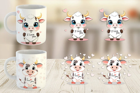 Mug Wrap Valentine Cow Cartoon Sublimation artnoy 