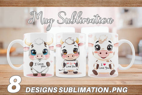 Mug Wrap Valentine Cow Cartoon Sublimation artnoy 