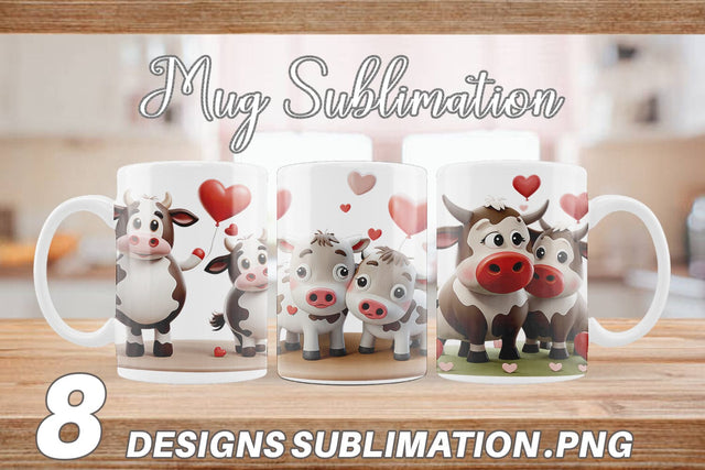 Mug Wrap Valentine Cow Sublimation artnoy 