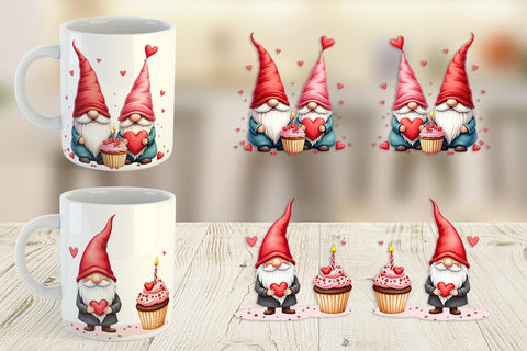 Mug Wrap Valentine Cupcake Gnome Sublimation artnoy 