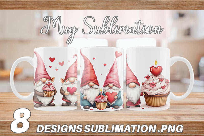 Mug Wrap Valentine Cupcake Gnome Sublimation artnoy 