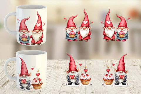Mug Wrap Valentine Cupcake Gnome Sublimation artnoy 