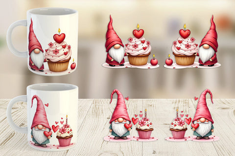 Mug Wrap Valentine Cupcake Gnome Sublimation artnoy 