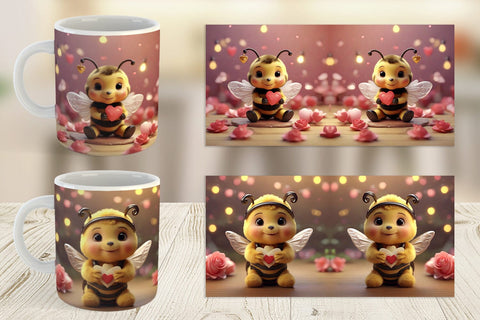 Mug Wrap Valentine Cute Bee Sublimation artnoy 