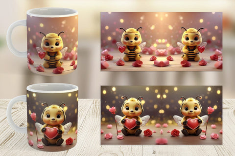 Mug Wrap Valentine Cute Bee Sublimation artnoy 
