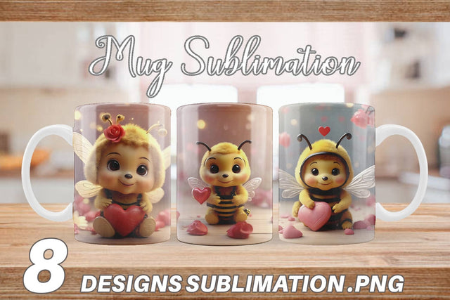 Mug Wrap Valentine Cute Bee Sublimation artnoy 