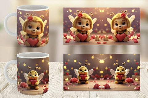 Mug Wrap Valentine Cute Bee Sublimation artnoy 