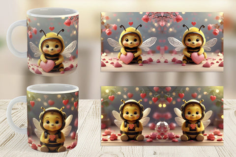 Mug Wrap Valentine Cute Bee Sublimation artnoy 