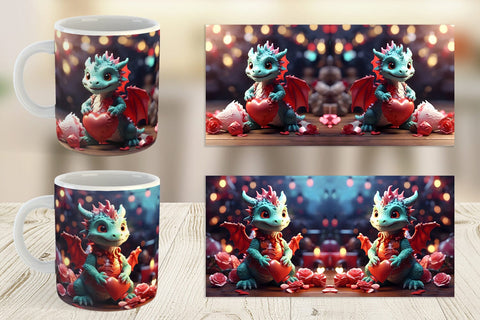 Mug Wrap Valentine Cute Dragon Sublimation artnoy 