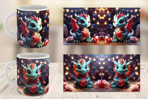 Mug Wrap Valentine Cute Dragon Sublimation artnoy 