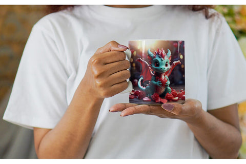 Mug Wrap Valentine Cute Dragon Sublimation artnoy 