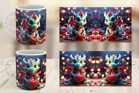 Mug Wrap Valentine Cute Dragon Sublimation artnoy 