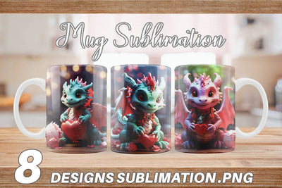 Mug Wrap Valentine Cute Dragon Sublimation artnoy 