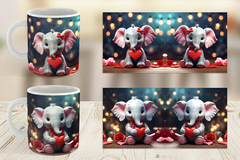 Mug Wrap Valentine Cute Elephant Sublimation artnoy 