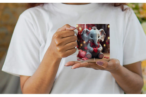 Mug Wrap Valentine Cute Elephant Sublimation artnoy 