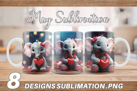 Mug Wrap Valentine Cute Elephant Sublimation artnoy 