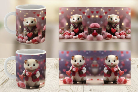 Mug Wrap Valentine Cute Ferret Sublimation artnoy 